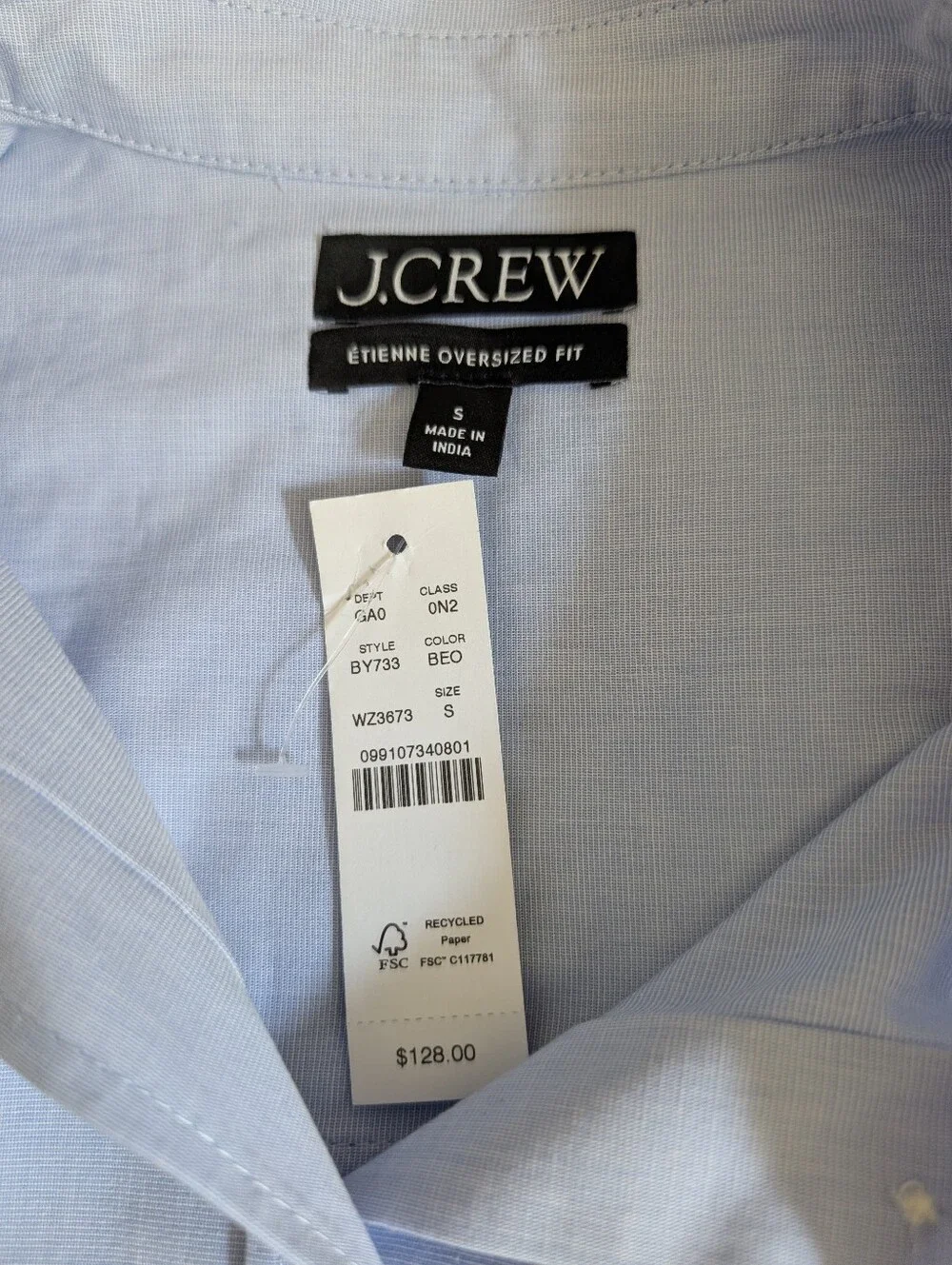 J Crew Étienne oversized button-up shirt in lightweight oxford BY733 Size S